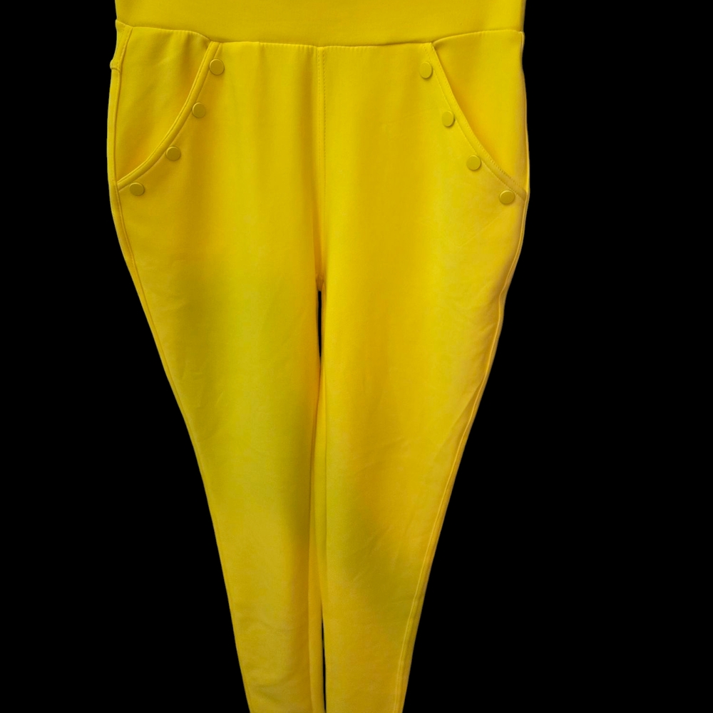 Vibrant Yellow Tapered Trousers with Elastic Waistband